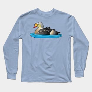 King eider bird cartoon illustration Long Sleeve T-Shirt